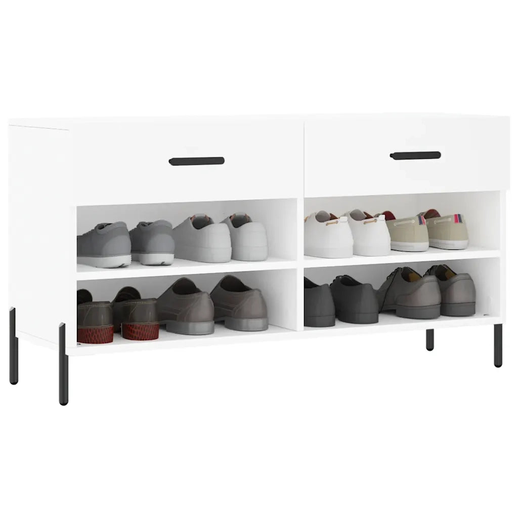 Panca Porta Scarpe Bianca 102x35x55 cm in Legno Multistrato 829748