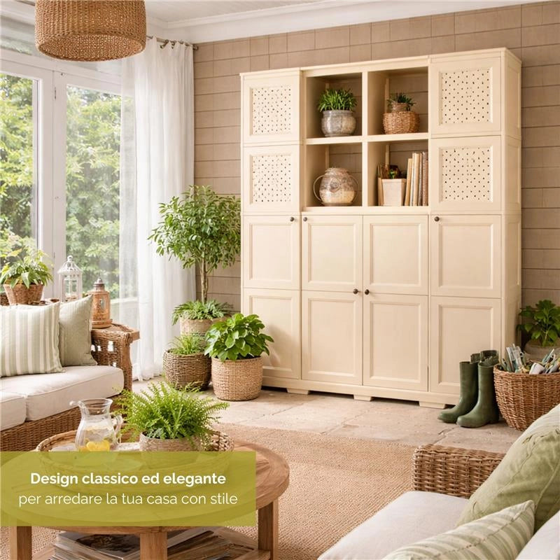 ARMADIO 4 ANTE ANGORA 157X43X164 CM CON 4 RIPIANI – MOBILE ALTO CONTENITORE PER ORGANIZZAZIONE CASA E ZONA GIORNO