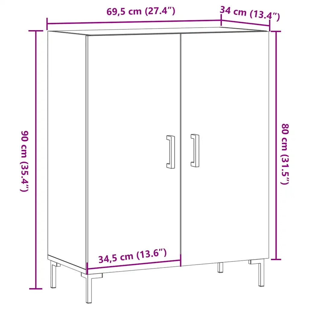 Credenza Legno Antico 69,5x34x90 cm in Legno Multistrato