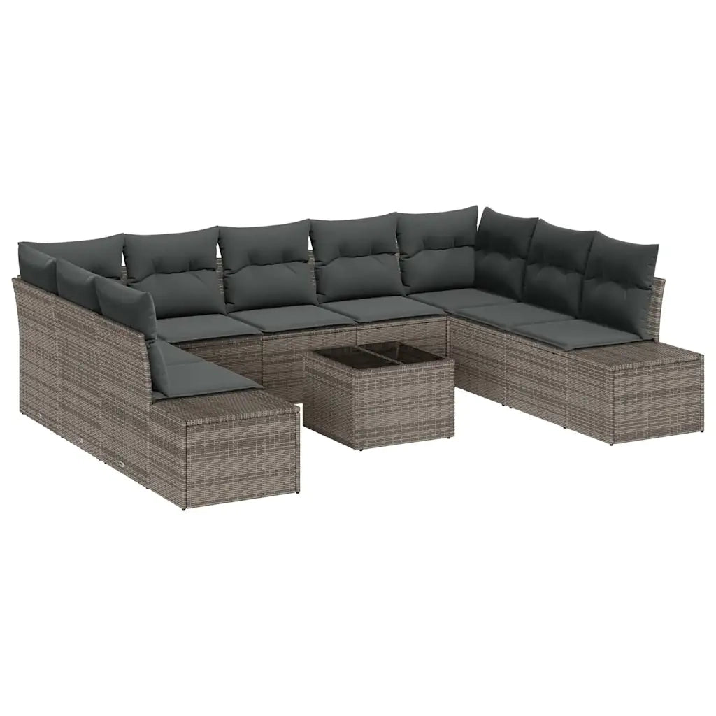 Set Divano da Giardino con cuscino 9 pcs Grigio Polyrattan
