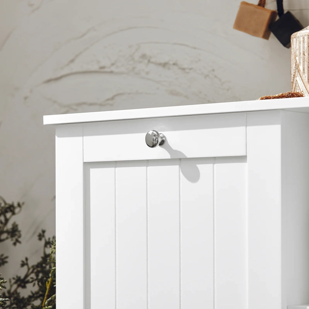 Mobile Porta Biancheria Per Bagno Con Cesto Armadietto Da Bagno Con Portabiancheria Bianco 60x37x86cm BZR105-W SoBuy