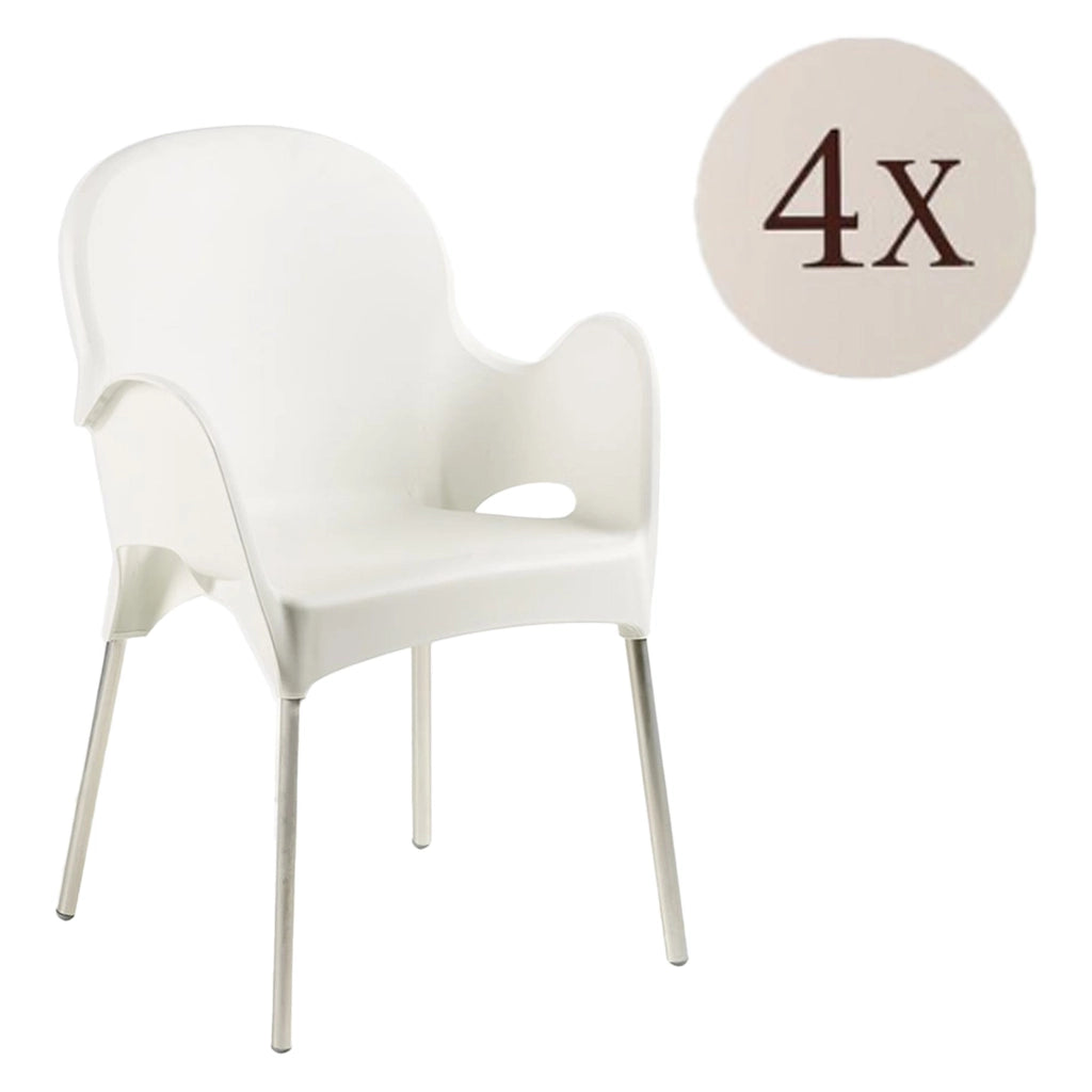 Raimund, Sedia da Esterno 4 Sedie Made in Italy, Bianco