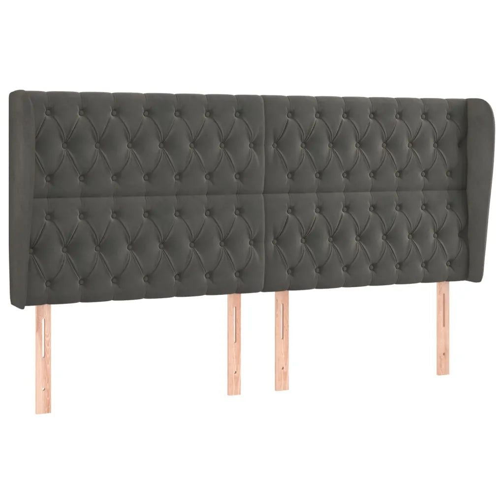 Testiera | Testata ad Orecchio GrigioScuro 183x23x118/128cm in Velluto