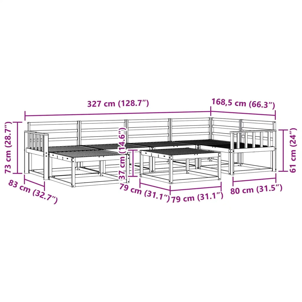 Set di divani da esterno 7 pcs Bianco Legno di Acacia Massello 3386718
