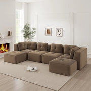 Divano letto angolare modulare a U con dormeuse, estraibile ¨C MINIMAL ¨C marrone