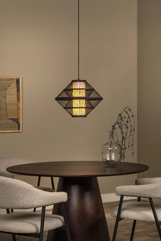 Lampada sospesa Japandi nera legno 1xE27 40cm Lucide