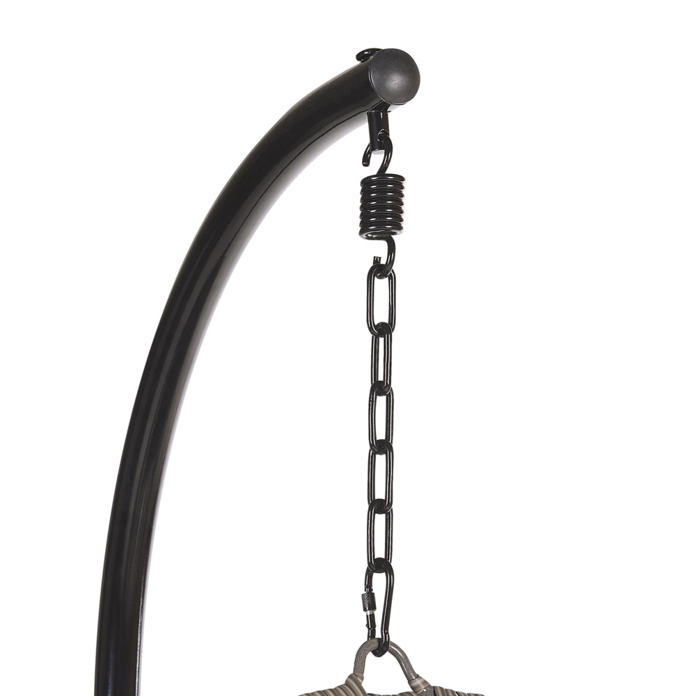 Sedia sospesa poltrona pensile con struttura in metallo rattan grigio per interni ed esterni a forma di uovo Boho
