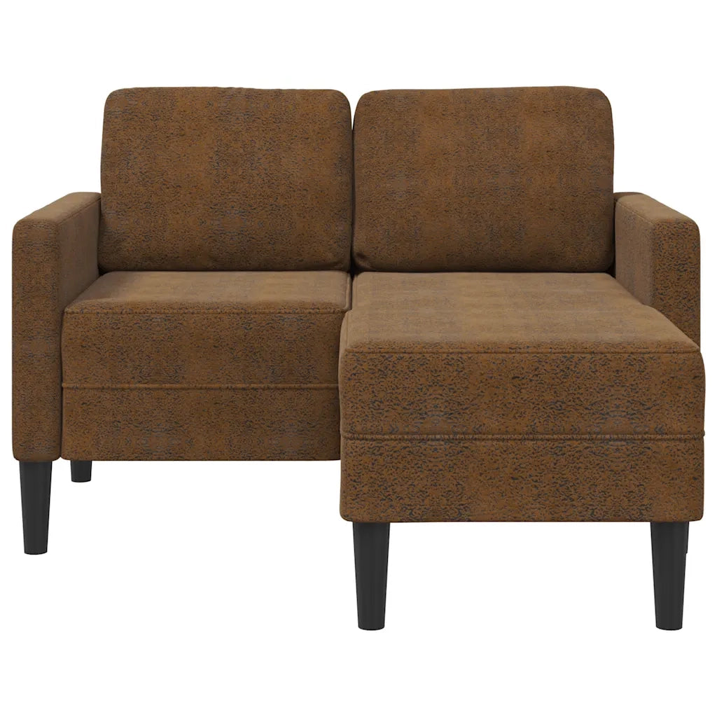 Divano 2 Posti con Chaise longue a L Marrone 125 cm Similpelle 4107088