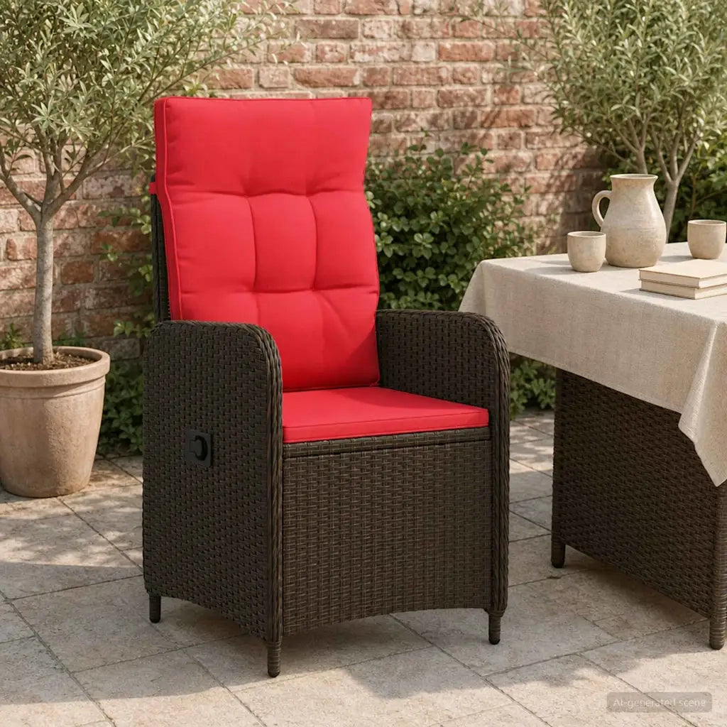 Sedia da giardino reclinabile Marrone e Rosso polyrattan 42027157