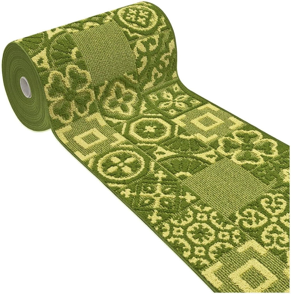 Tappeto Cucina 3D Passatoia Antiscivolo Piastrella Maiolica Verde 50x75 cm