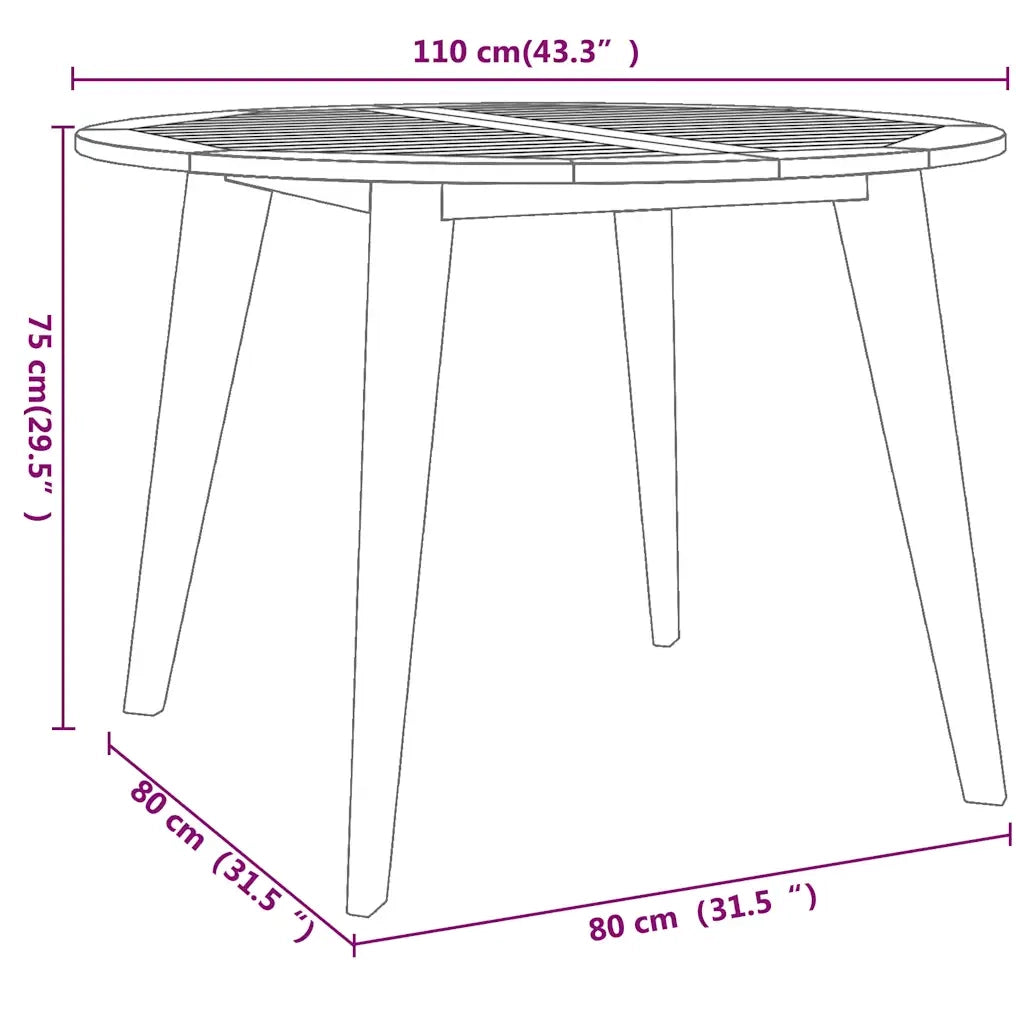 Tavolo da Giardino | Tavolino da esterno ?110x75 cm in Legno Massello di Acacia