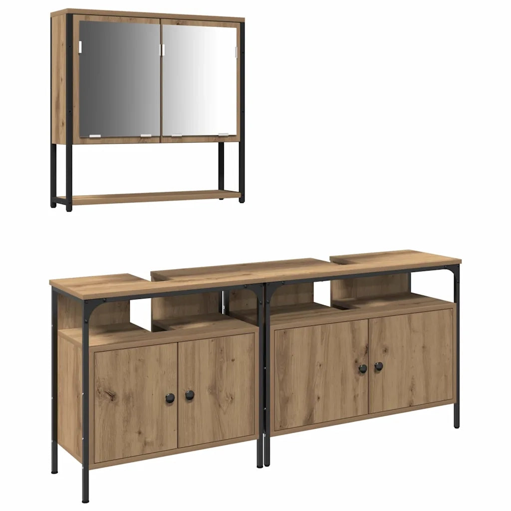 Set di mobili per il bagno 3 pcs Marrone Legno multistrato 3334355