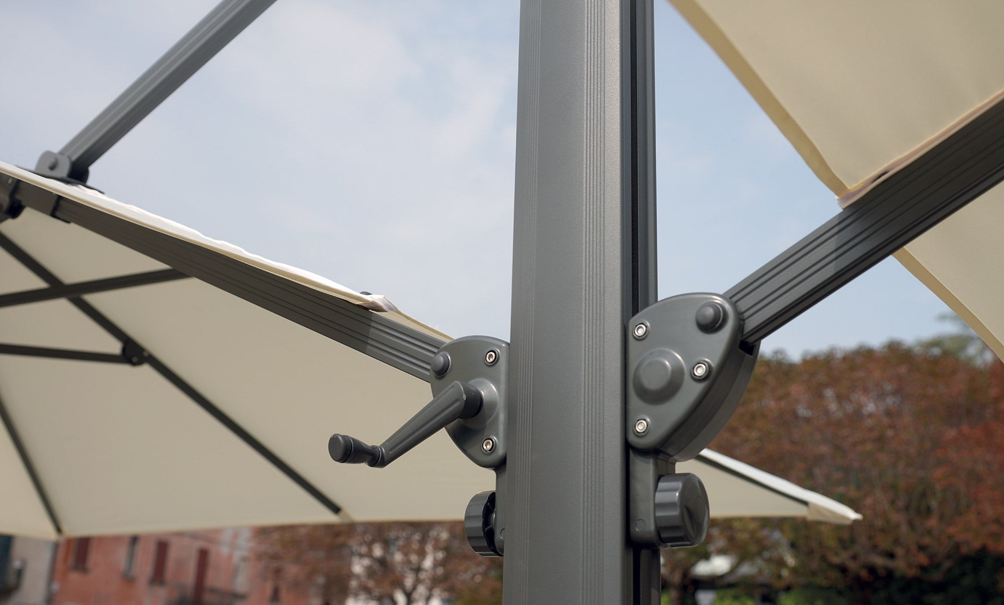 Ombrellone da Giardino Doppio 3x3m + 3x3m Telo in Polietilene Ecrù