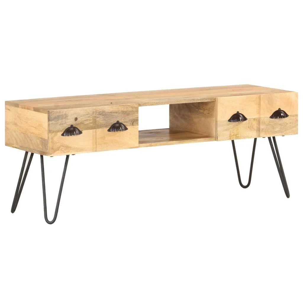 Mobile TV multimediale mensola per TV credenza per TV sala da pranzo soggiorno camera da letto 120 x 35 x 45 cm legno massello di mango marrone 02_0025864