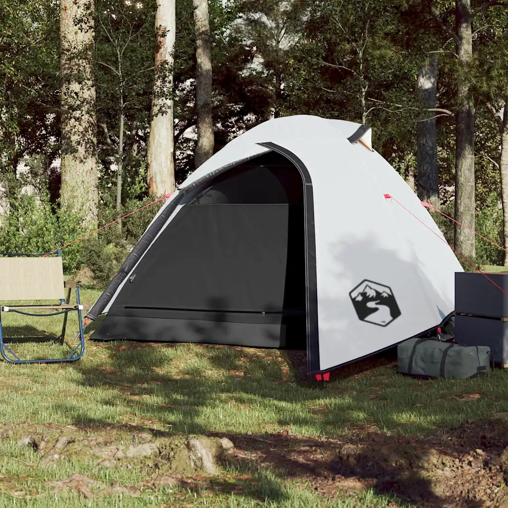 Tenda Campeggio a Cupola 3 Persone Bianca Tessuto Impermeabile 94334