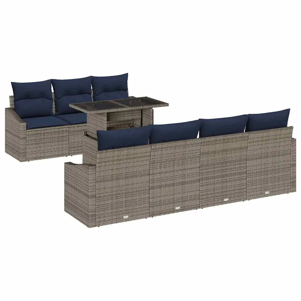 Set Divano da Giardino con cuscino 8 pcs Grigio polyrattan 3357688