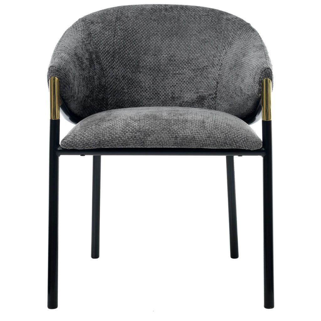 Sedie da Pranzo con Braccioli ¨C MINIMAL ¨C Velluto Grigio, Gambe in Metallo Oro, Set 4 Pezzi