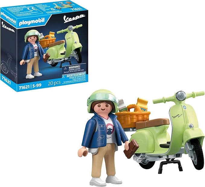 PLAYMOBIL Cars  1969 Vespa 150 Sprint Veloce, Verde Chiaro, Modello Fedele per Collezionisti e Appassionati, comprende M