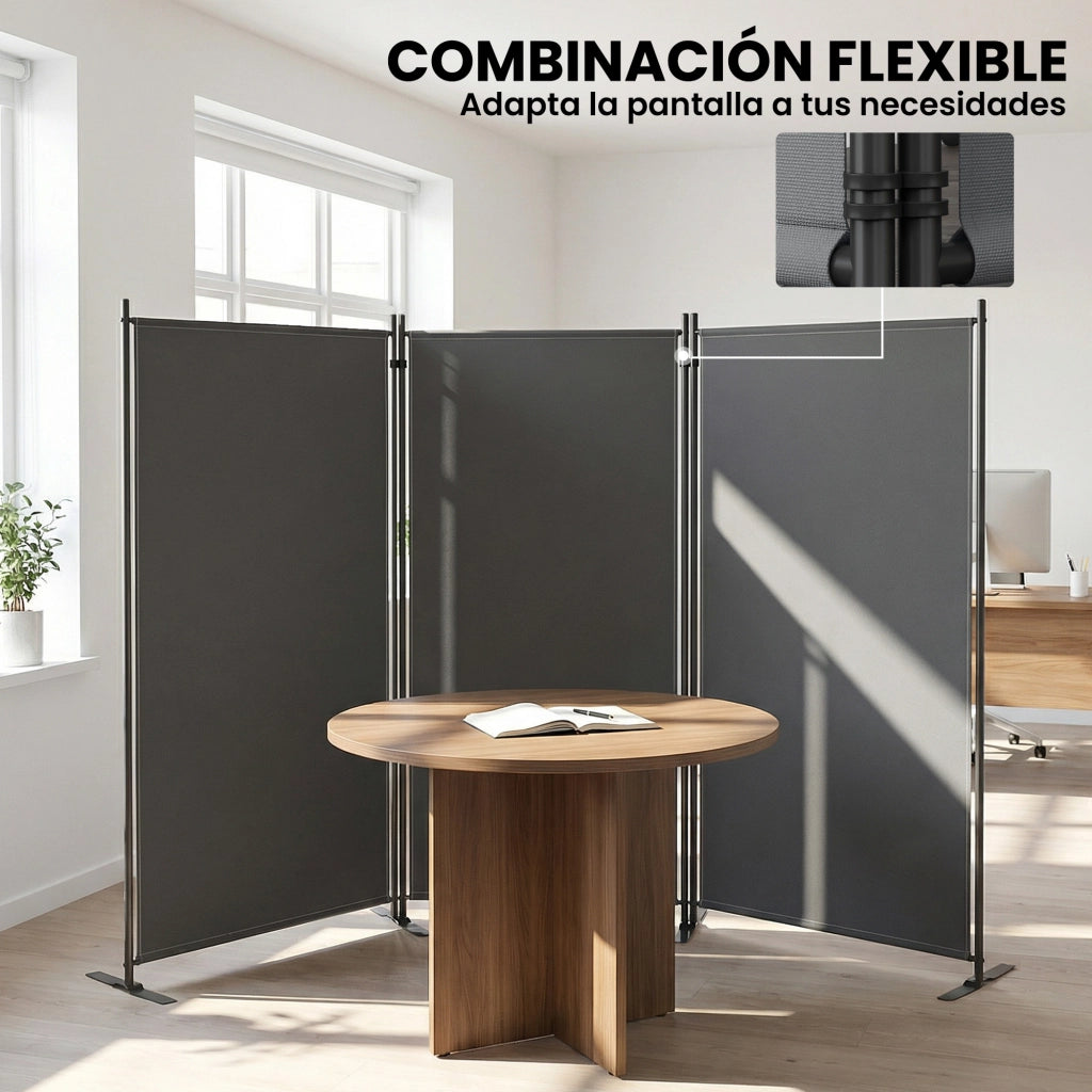 Biombo pieghevole 3 ante ¨C zephmum ¨C grigio scuro metallo 260x180 cm