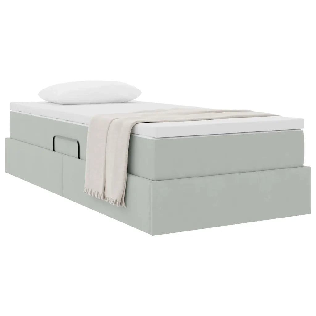 Letto con contenitore e materasso Grigio chiaro 100 x 200 cm