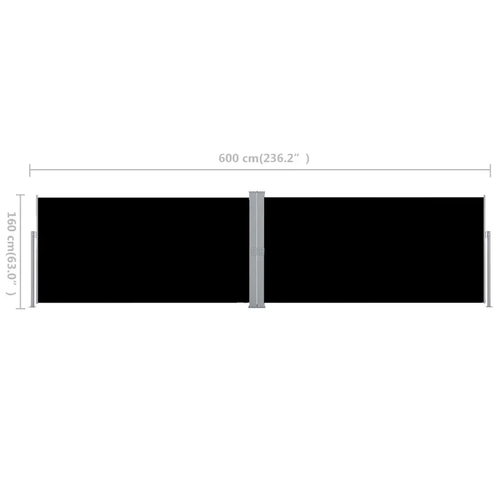 Tenda da Sole Laterale Retrattile Nera 160x600 cm 42178