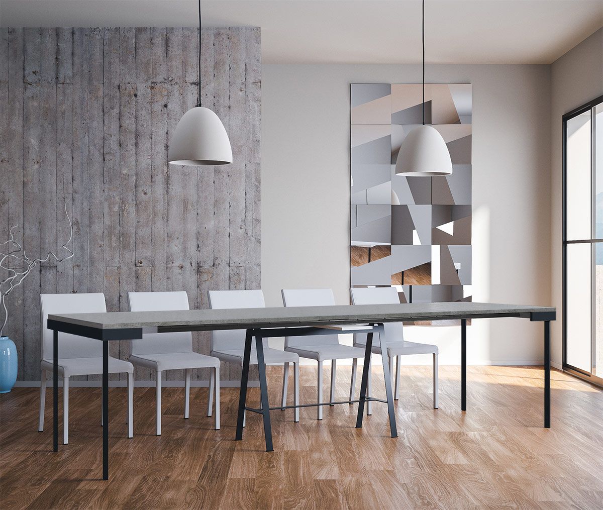 Consolle Allungabile 90-300x40x77 cm in Nobilitato Grigio