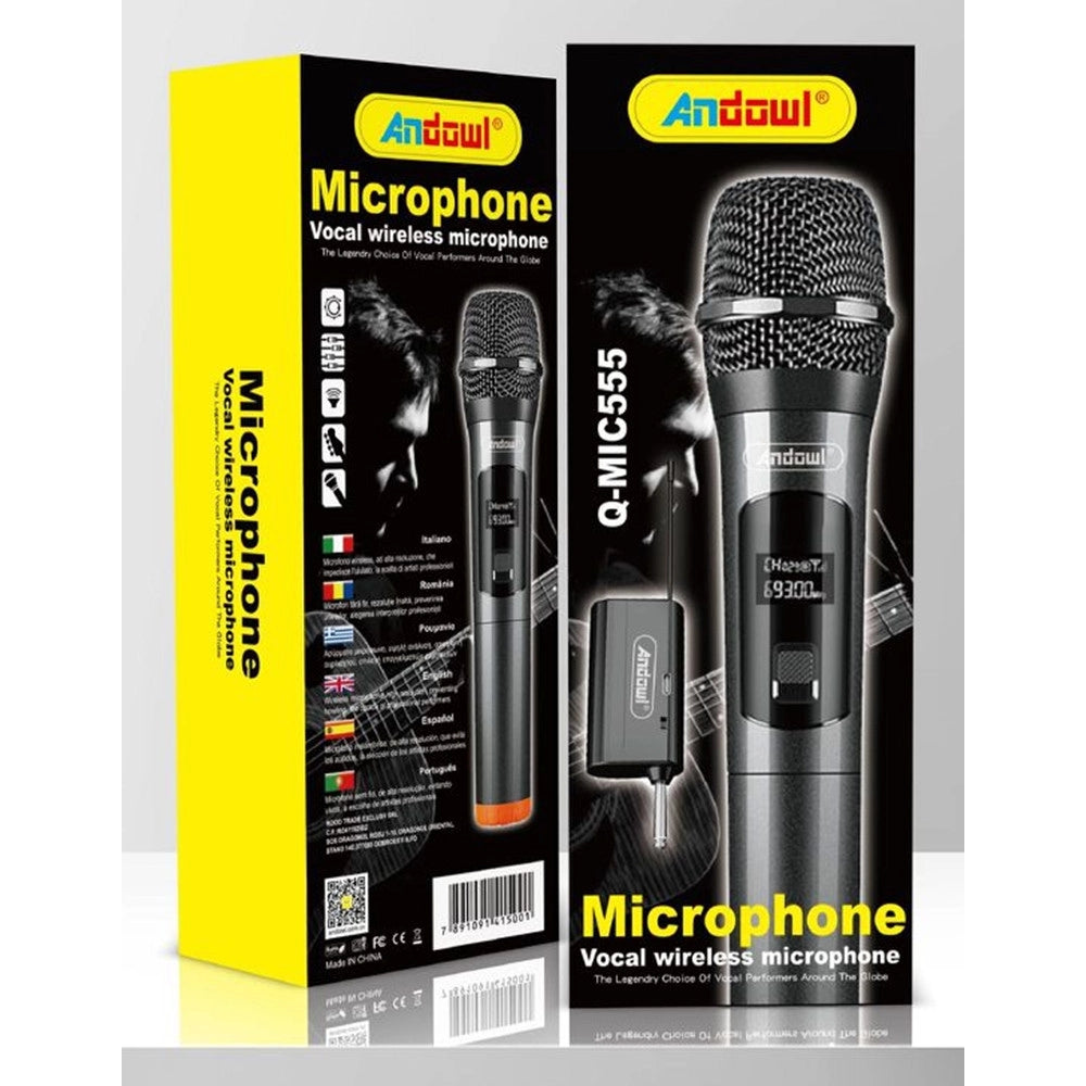 Trade Shop - Microfono Vocale Karaoke Portatile Ricevitore Wireless Professionale Ricarica Usb Q-mic555 -
