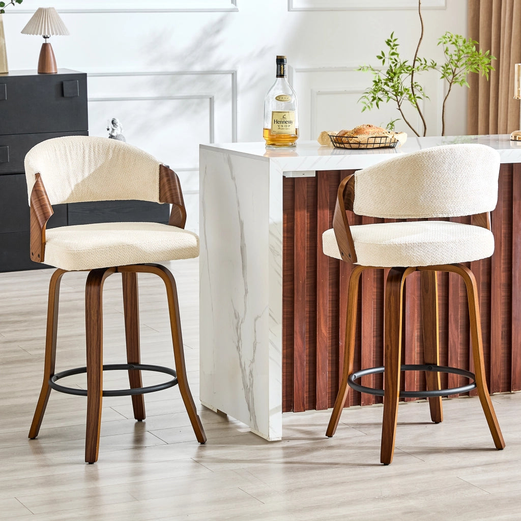 SGABELLO DA BAR Set da 2 pezzi 95 cm Bianco in tessuto e legno
