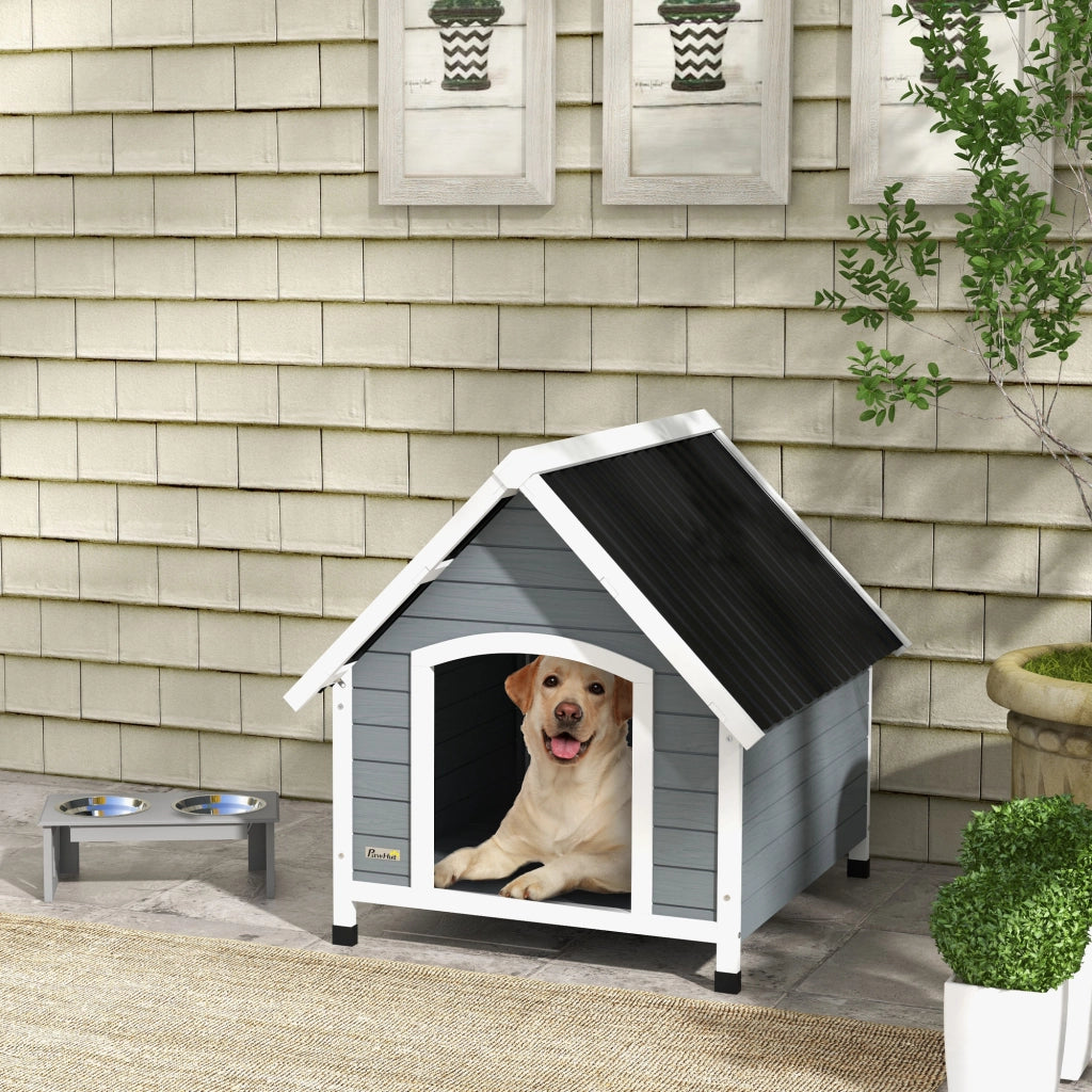 Casetta per cani esterna in legno con pavimento rimovibile ¨C zephmum ¨C 84x99x87 cm grigio