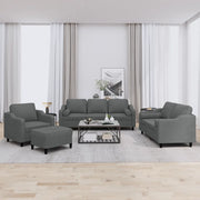 vidaXL Set di Divani 4 pz con Cuscini Grigio Scuro in Tessuto