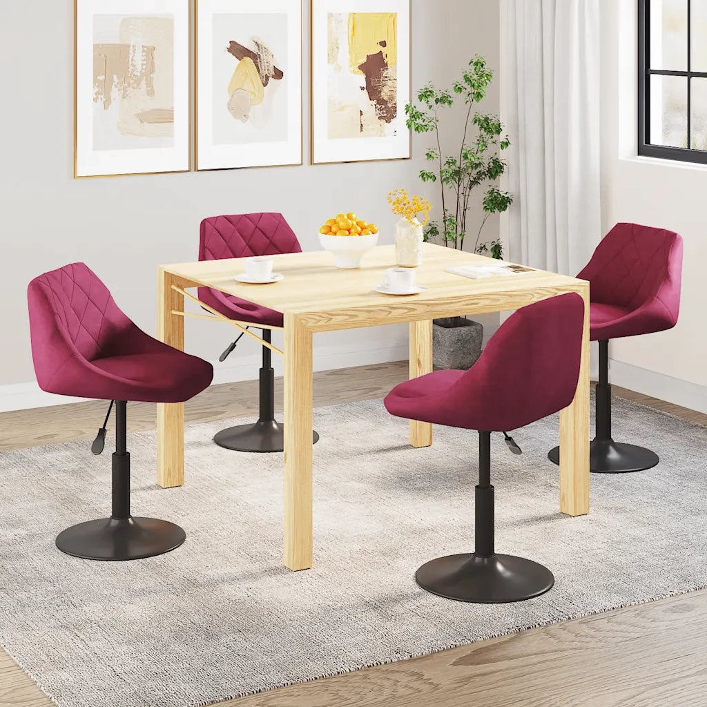 Sedie da Pranzo Girevoli 4 pz Rosso Vino in Velluto 3088797