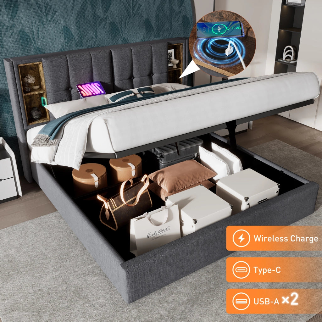 letto imbottito cotone grigio 160x200 cm