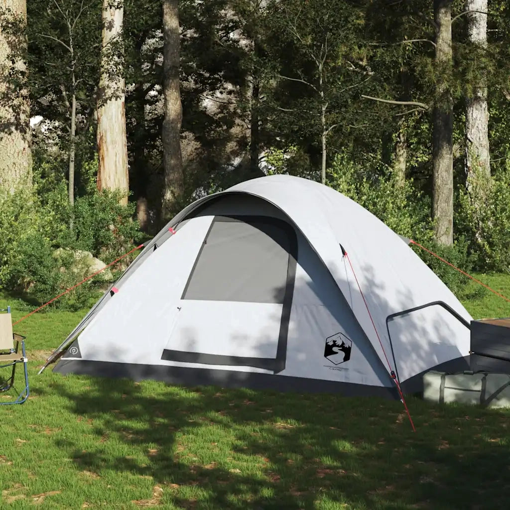 Tenda Familiare a Cupola 6 Persone Bianca Tessuto Impermeabile 94554
