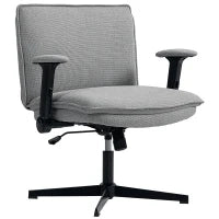 Sedia da ufficio con braccioli reclinabili, in tessuto effetto lino, regolabile in altezza, con base in acciaio, Grigio