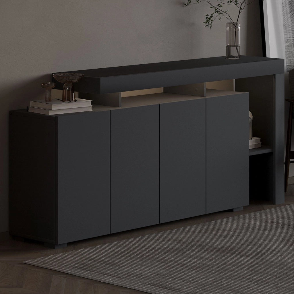 Credenza in legno "Beliz" - 170 x 35 x 80 cm - Antracite