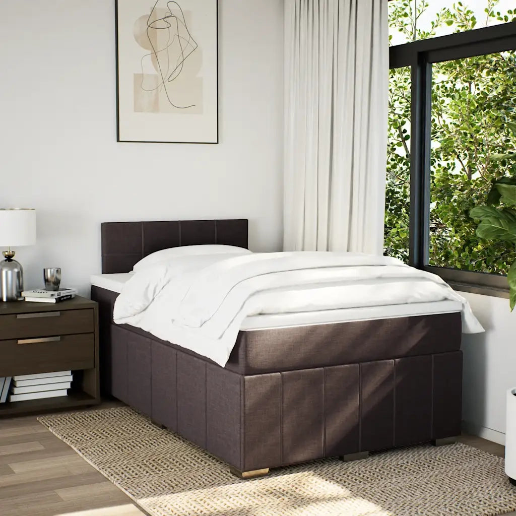 Giroletto a Molle con Materasso Marrone Scuro 120x190cm Tessuto