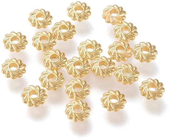 Kralen a distanza 150 pezzi - 18K dorati - forma fiorale - kralen metallici - creare gioielli - foro 1,2 mm - kralen per gioielli