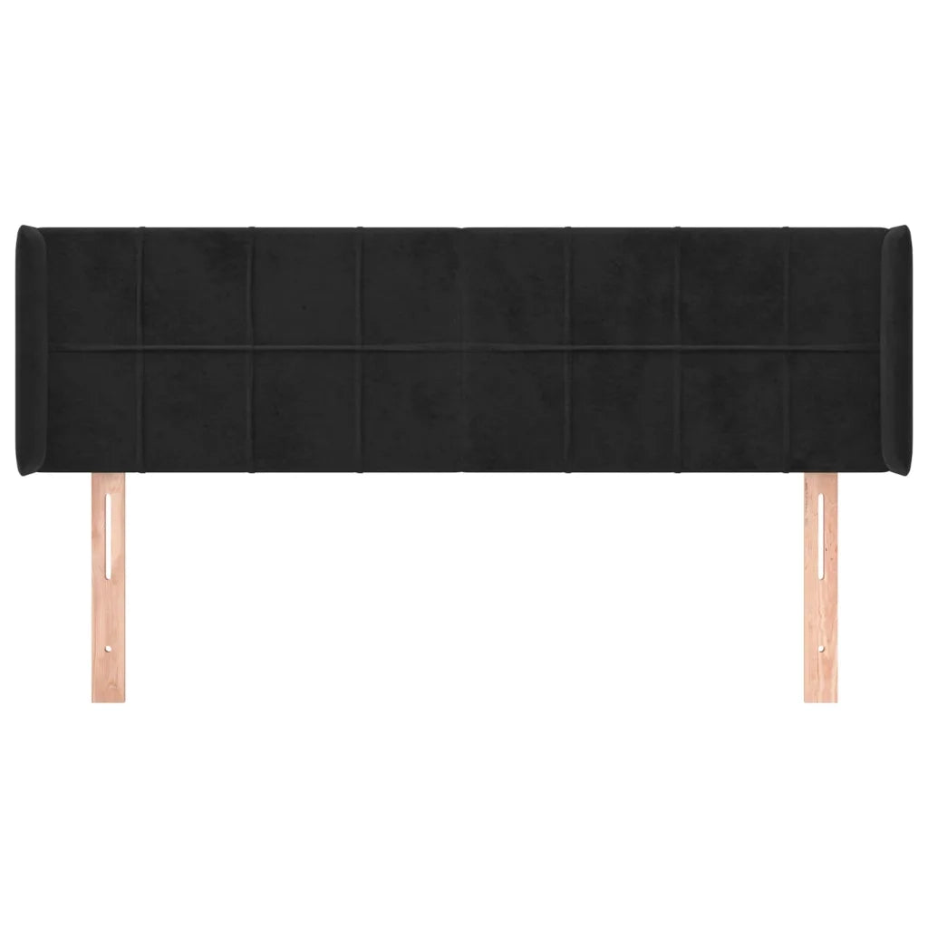 Testiera ad Orecchio Nera 147x16x78/88 cm in Velluto