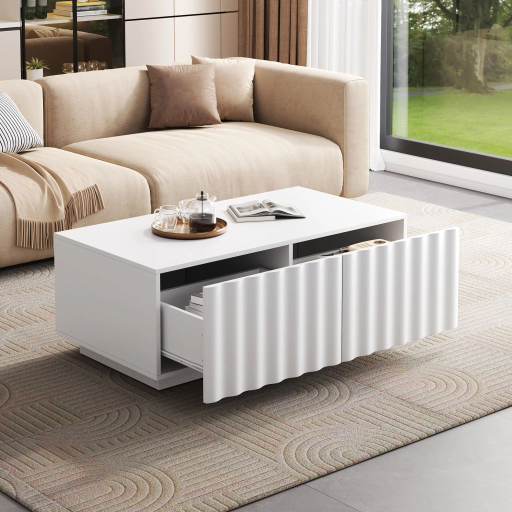 Tavolino da Caff¨¨ con Cassetti e Ripiano ¨C MINIMAL ¨C Design Moderno per Soggiorno