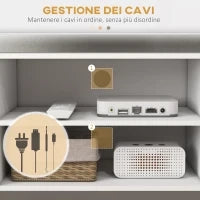 Mobile TV 55" max con 2 Armadietti e 2 Ripiani Aperti, in Legno e Truciolato, 120x34x50 cm, Bianco