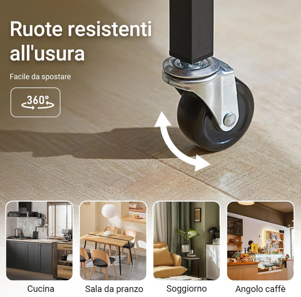 Carrello da Cucina e Mobile Cucina Salvaspazio con 2 Cassetti e 2 Ripiani – Mobiletto con Ruote Stile Industriale, Credenza Compatta per Ingresso, Cucina o Soggiorno 100x45x93cm FKW112-PF