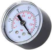 Misuratore di pressione dell'aria con manometro meccanico per aria, olio, acqua - Connettore posteriore 1/8 pollici BSPT (0-15 psi 0-1 bar) - Misura precisa - Materiale resistente