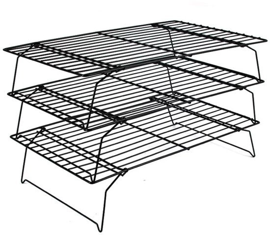 Antaiaanbakkoelrek tridimensionale, pieghevole per risparmiare spazio, adatto per il raffreddamento di torte, muffini e biscotti, 40 x 25 cm, nero
