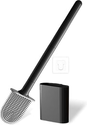 Asciugamani per wc con supporto da fissaggio alla parete senza forare, asciugamani per wc in silicone con supporto, asciugamani per wc in silicone con setole in silicone, asciugamani per wc in silicone per bagno - nero.
