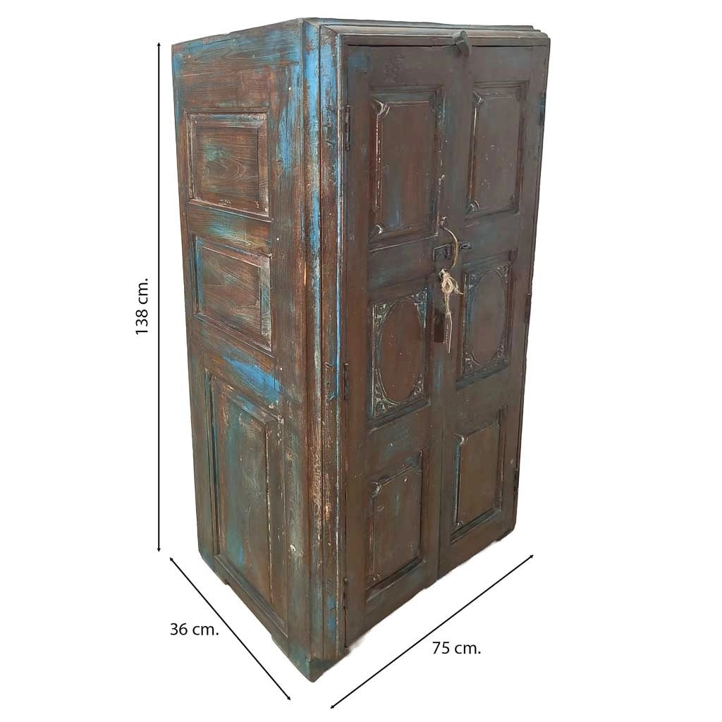 Armadio in legno con finitura artigianale marrone 75x36x138h cm