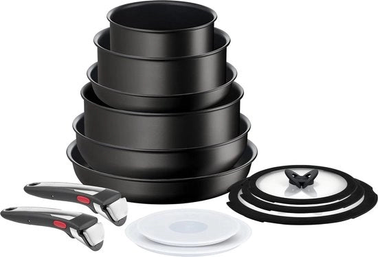 Set di pentole 13 pezzi - con stoccaggio a spacco - manico rimovibile - rivestimento sicuro - duraturo - inclusi tutti i fornelli a induzione