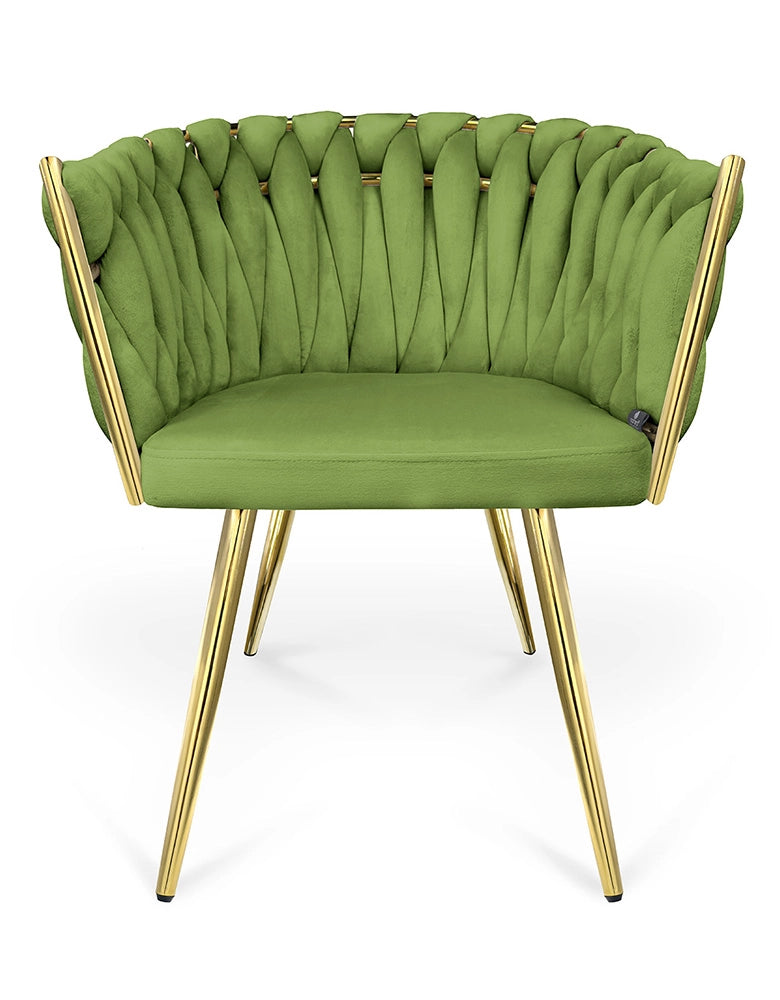 Poltrona in velluto verde pistacchio, sedia imbottita da pranzo – Elise - SDPL39ELPD
