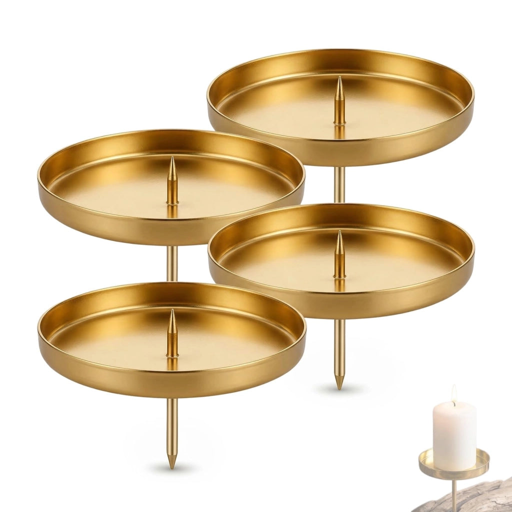 Candele portacandele dorate, set da 4, 7,5 cm, per candele con base larga, adatte anche per l'avvento