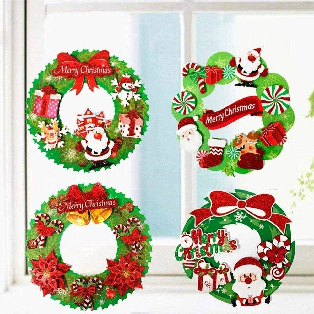 Trade Shop - Set 2pz Fuoriporta Ghirlanda Carta 3d 36cm Appendere Porta Ingresso Decorazioni Natale -