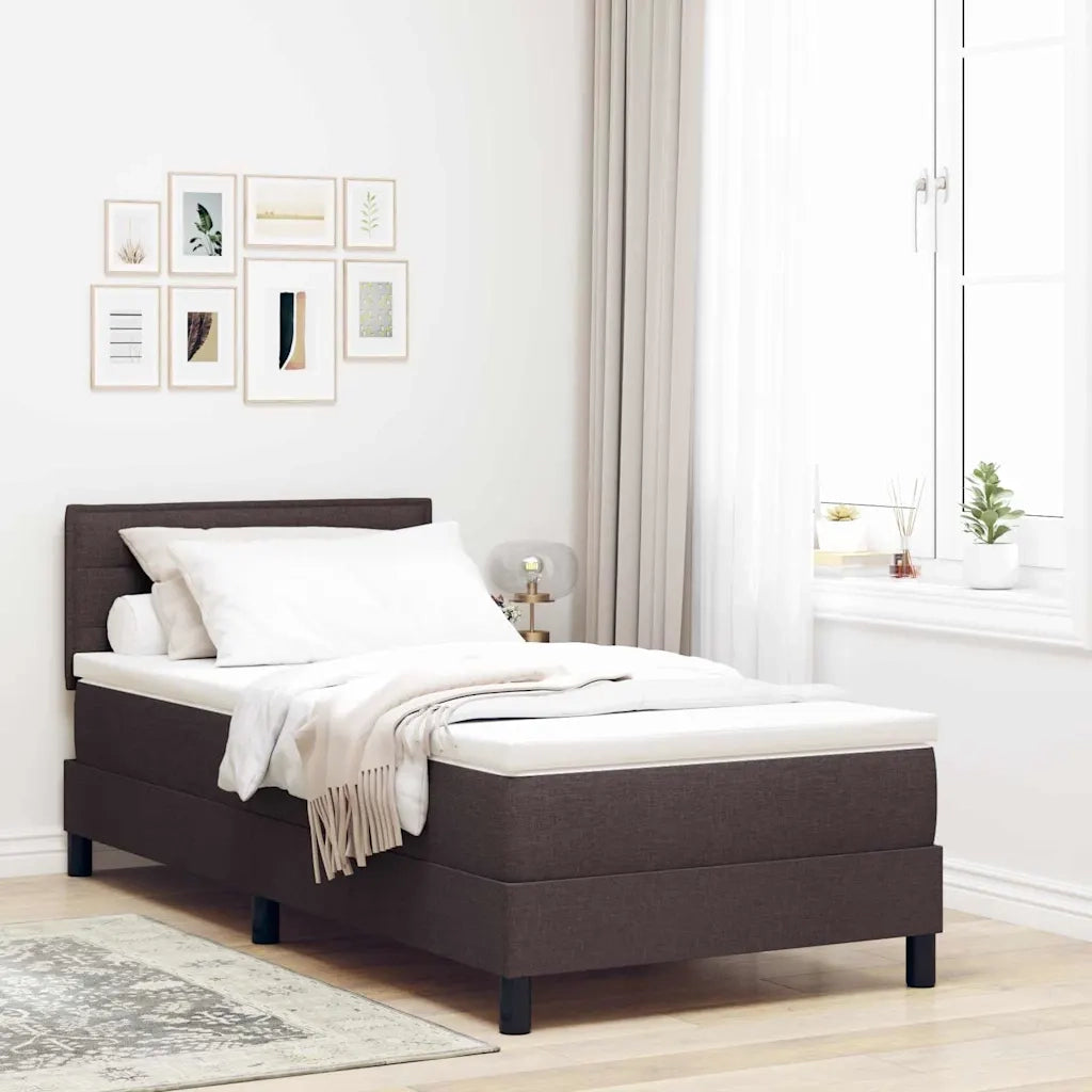 Letto a molle con materasso Marrone Scuro 90 x 200 cm Tessuto 3342103
